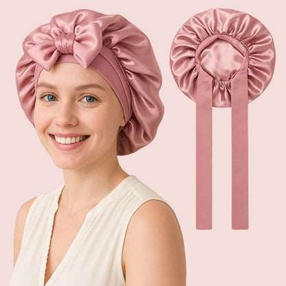 bonnet en satin doux pour les cheveux, sans abîmer, rose