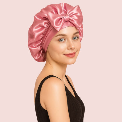 bonnet en satin doux pour les cheveux, sans abîmer, rose